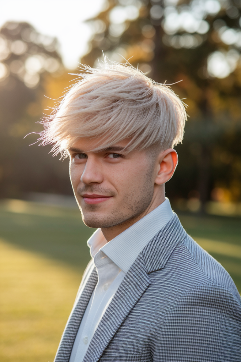 Long Layered Ice Blonde cut