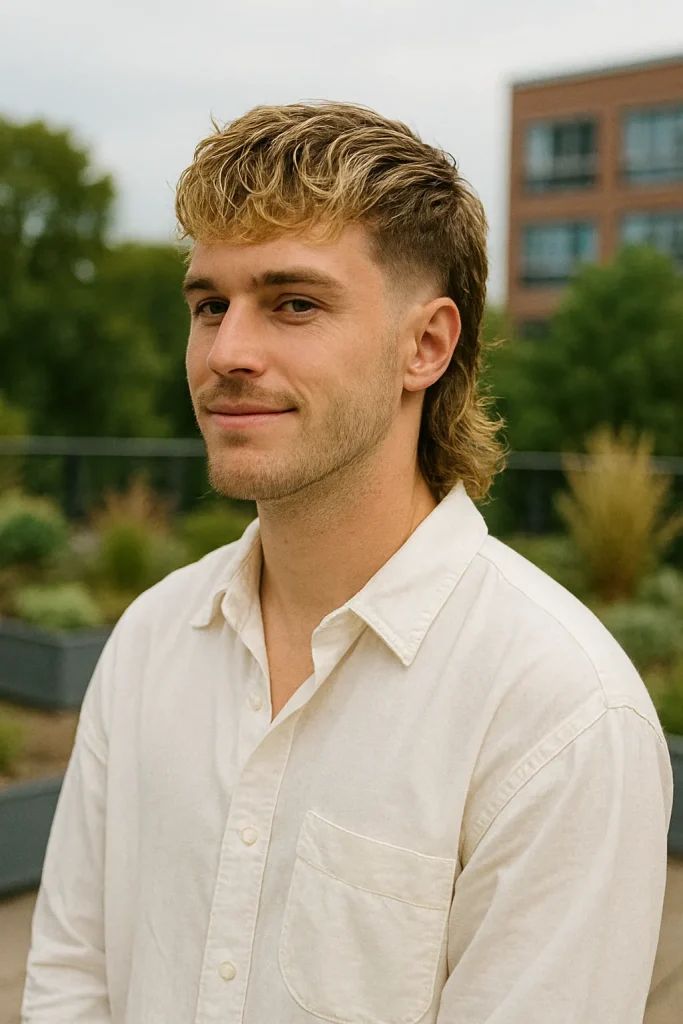 Blonde Highlighted Taper Mullet cut