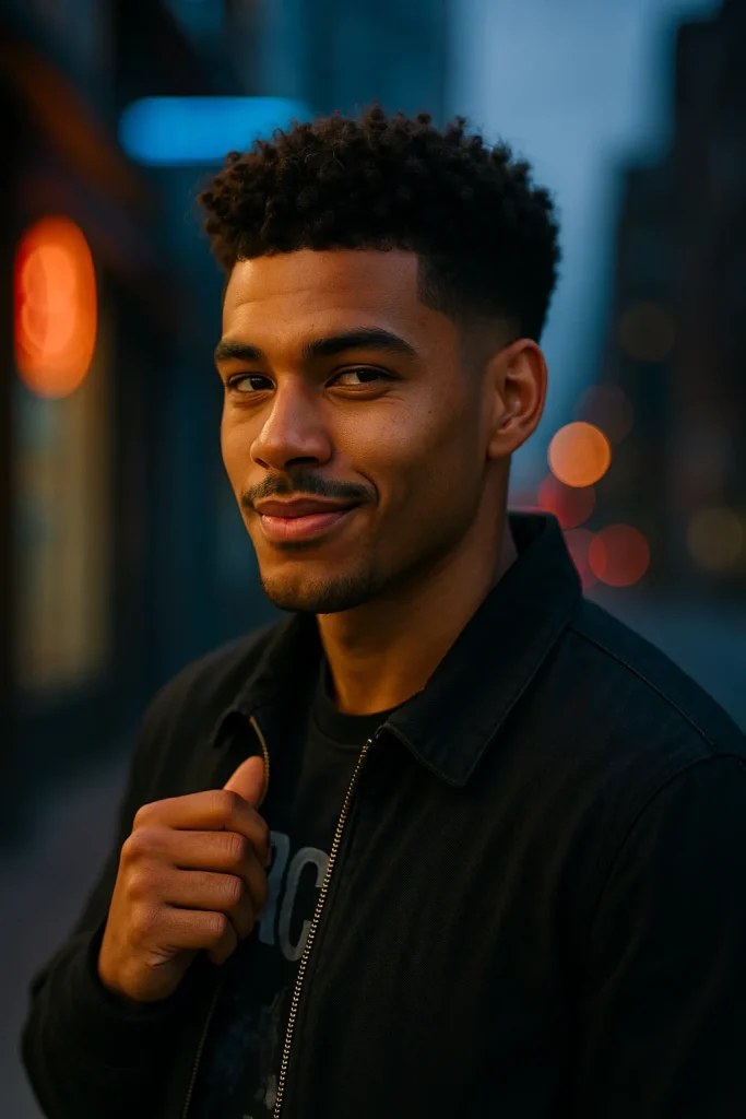 Curly Temple Fade cut