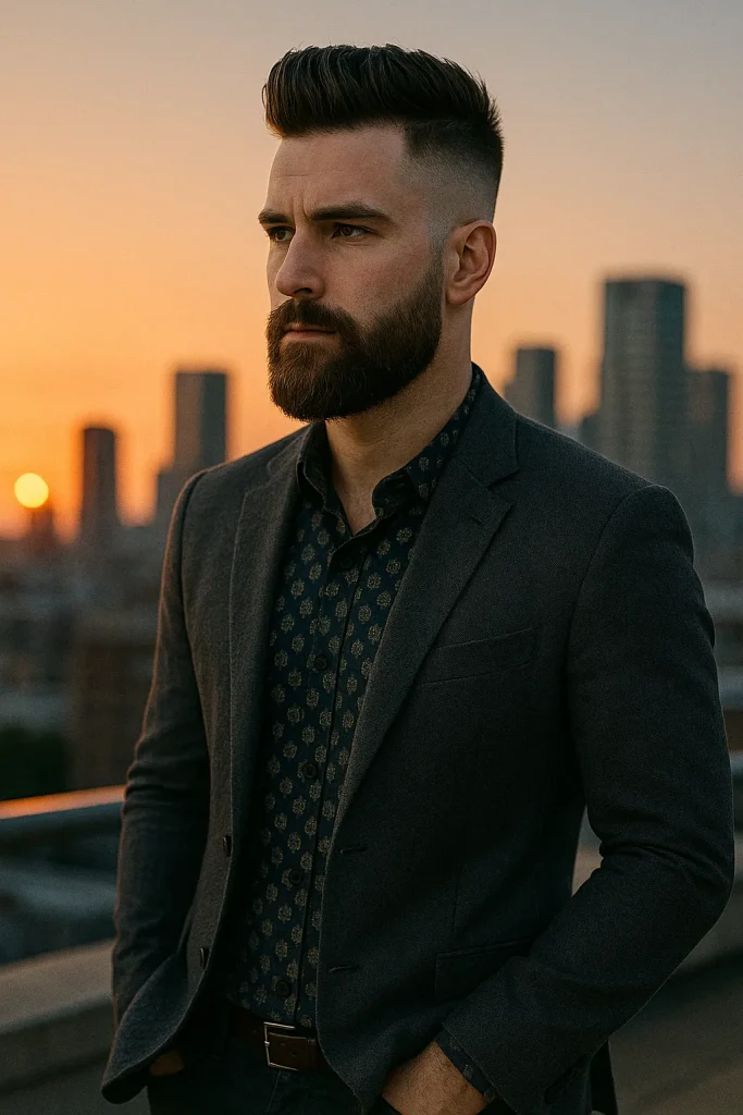 Disconnected Fade with Full Beard style