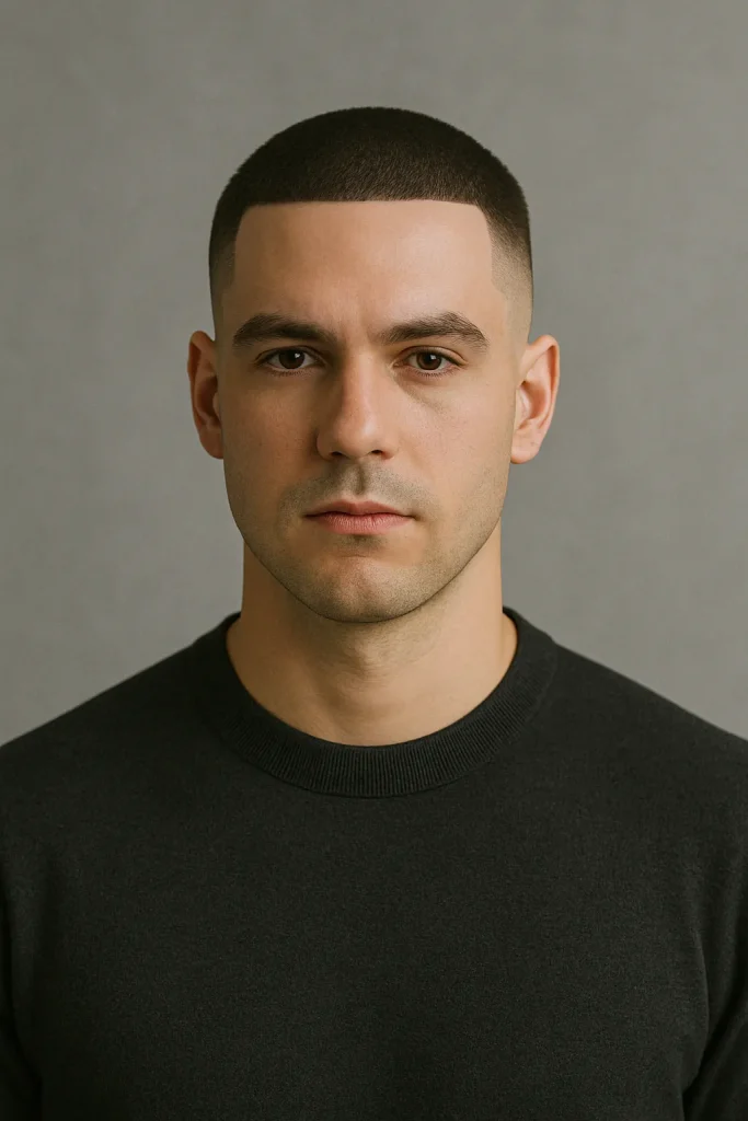 Precision Line-Up Buzz Cut with Mid Bald Fade 