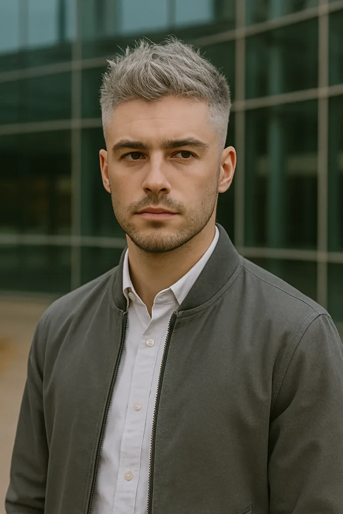 Clean Silver Fade with Messy Top Style
