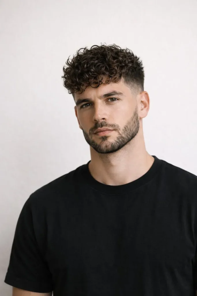 Curly Undercut + Sharp Jawline Beard Style