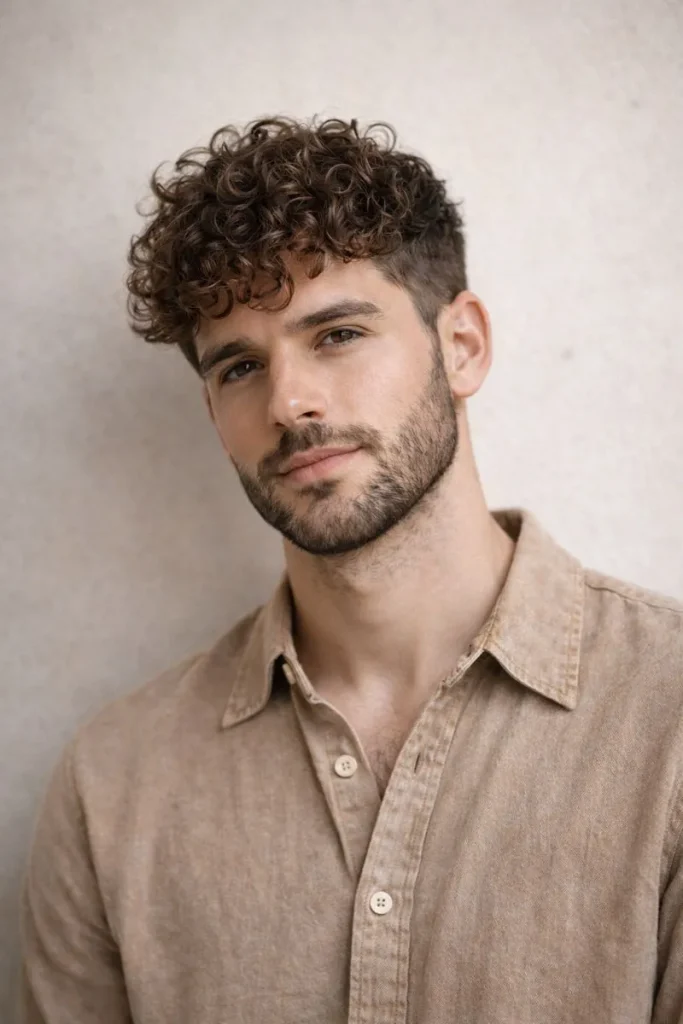 Curly Shag Cut + Layered Beard Style