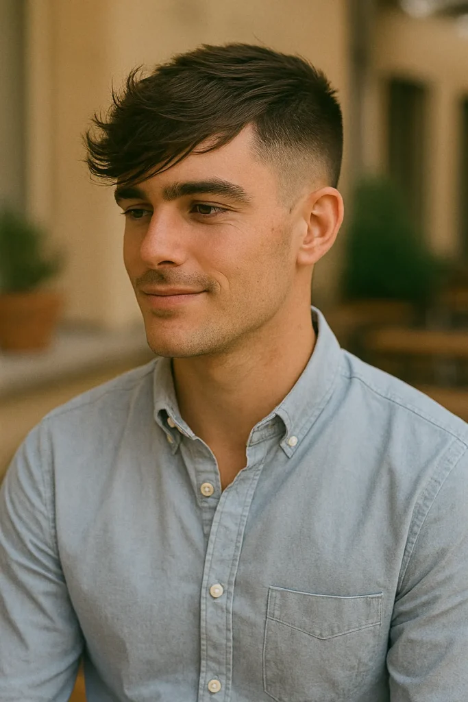 High Fade with Side Swept Fringe Style