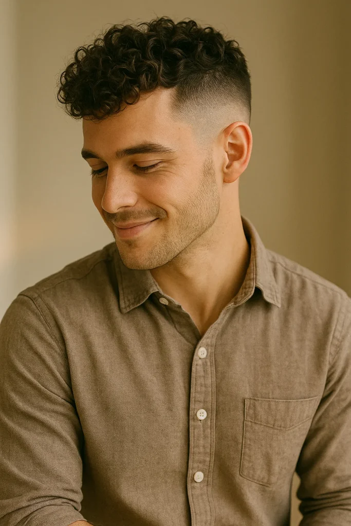 High Fade with Curly Undercut Style