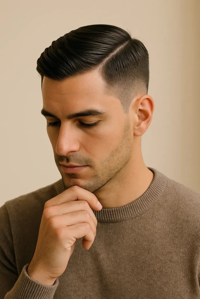 High Fade with Side Part Style