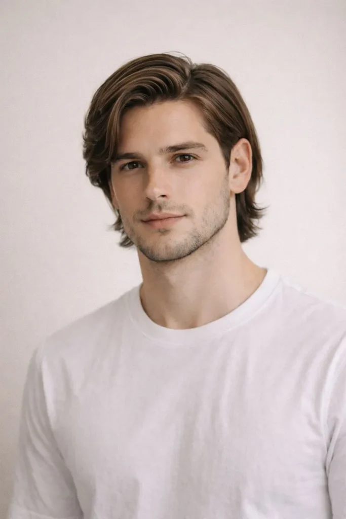 Medium-Long Flow with Clean Side Part Style