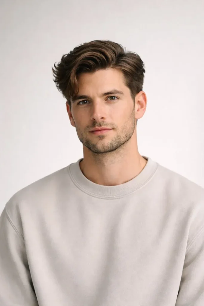 Side-Part Flow with Light Texture Finish Style