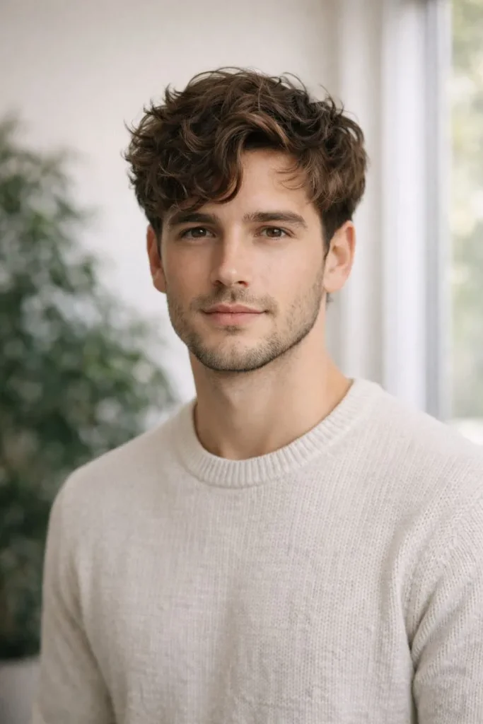 Soft Curly Flow with Natural Side Part Style