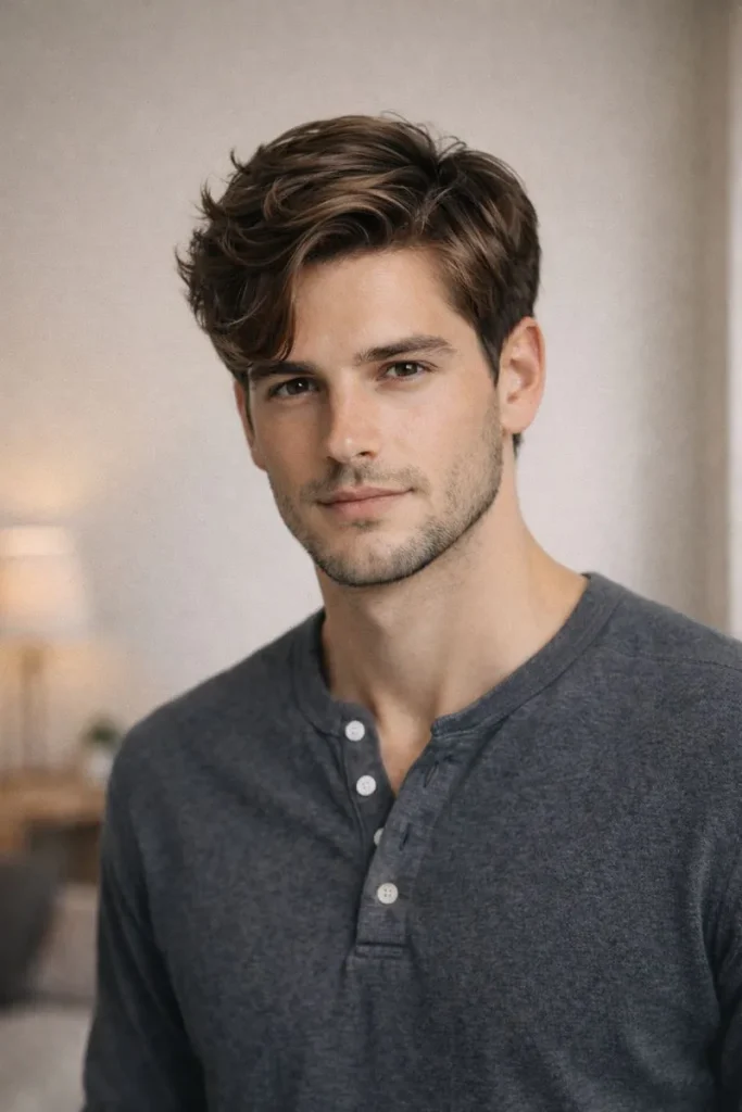 Thick Hair Flow with Side Part Balance Style