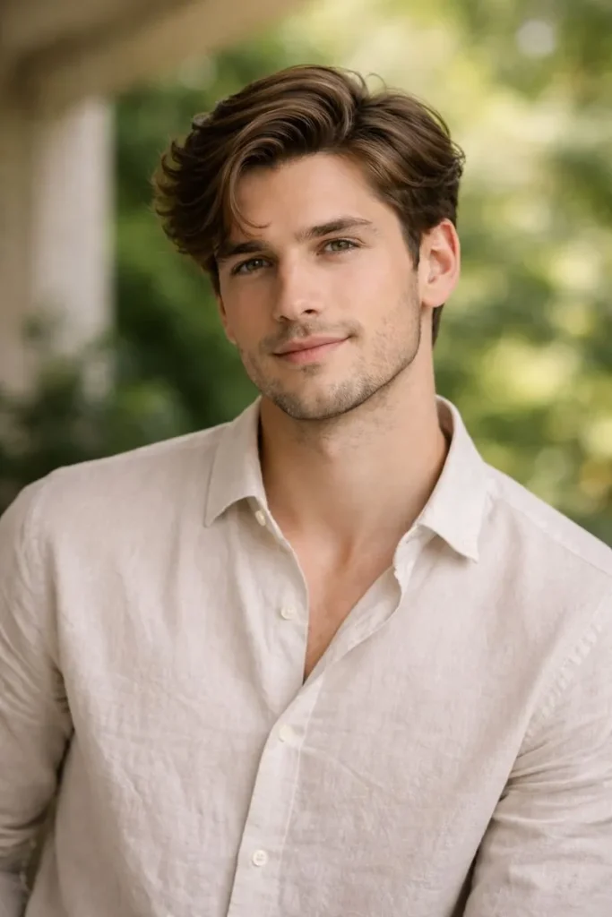 Wavy Flow Haircut with Subtle Side Part Style