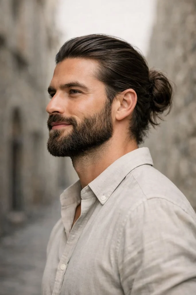 Classic Low Bun with Full Natural Beard S