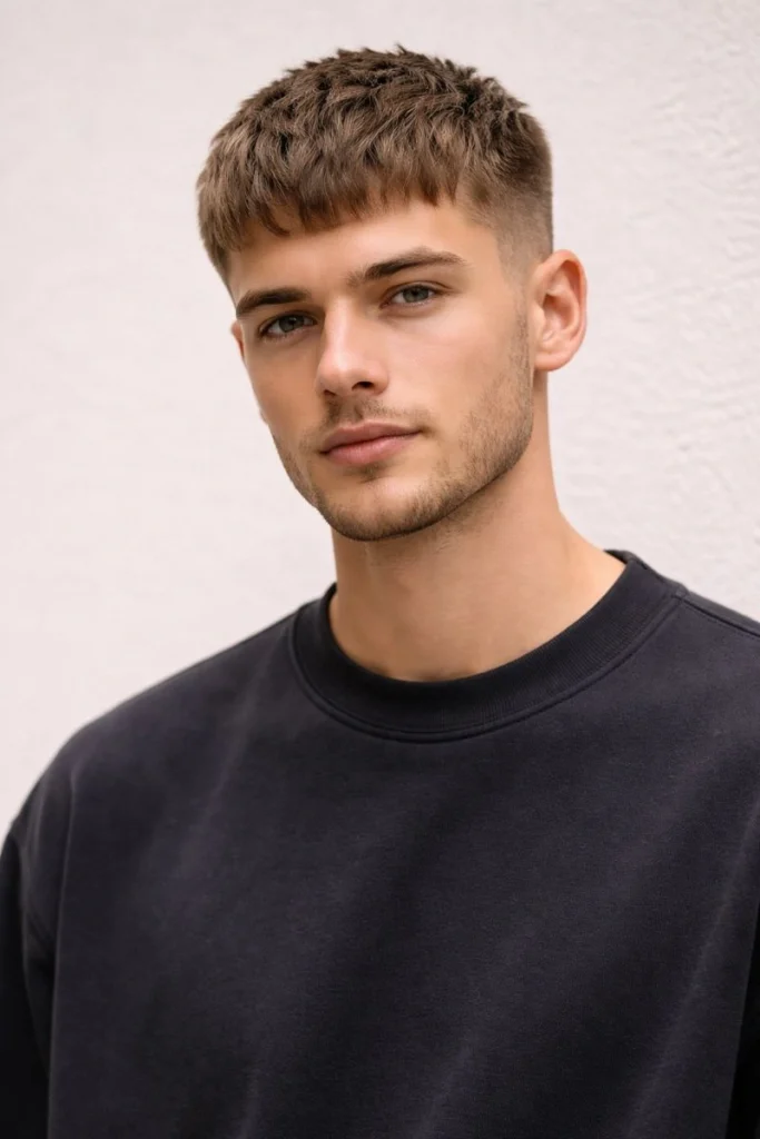Light Brown Caesar Cut Style