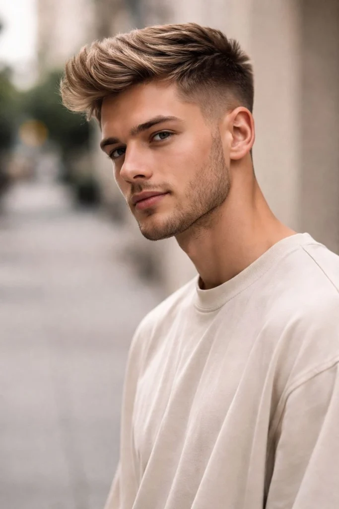 Light Brown Drop Fade Haircut Style