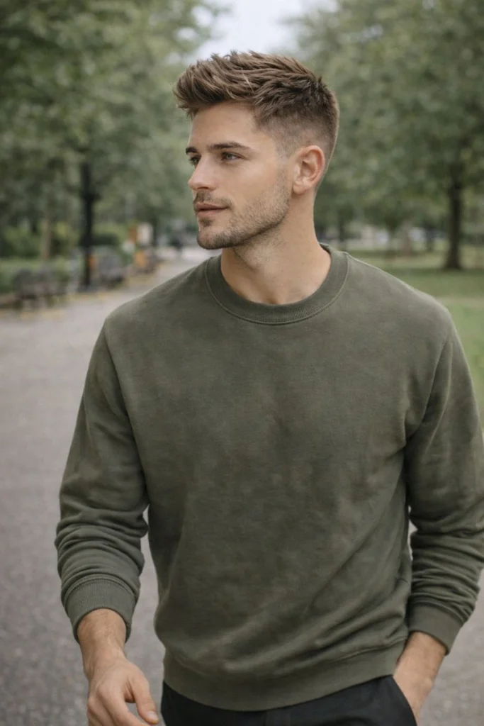 Light Brown Low Fade with Texture Style