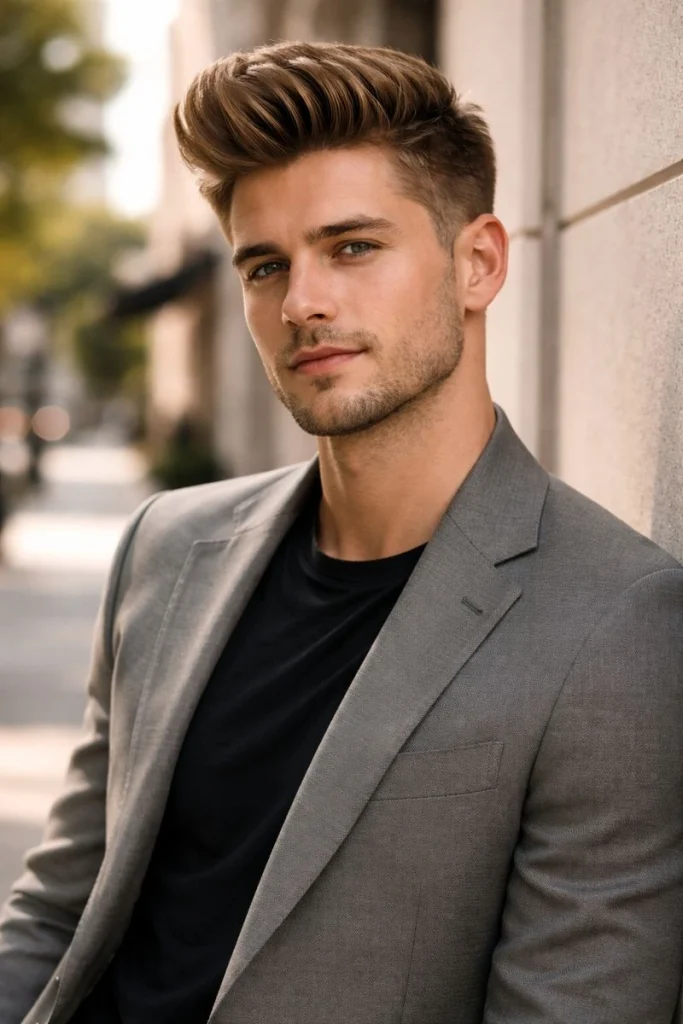 Light Brown Modern Pompadour Style