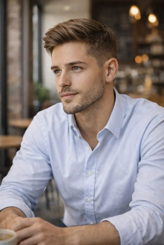 Light Brown Side Part Haircut Style