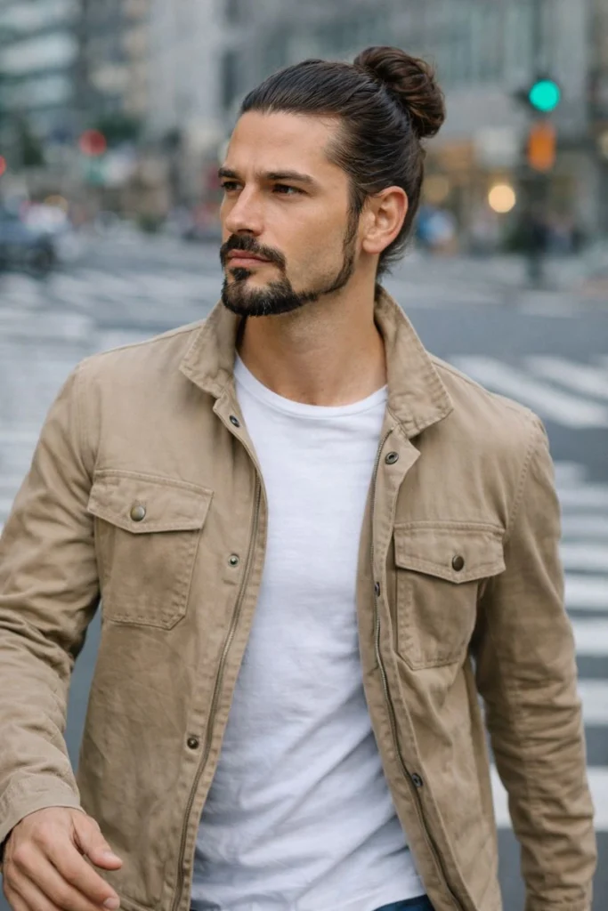 Man Bun with Anchor Beard Style