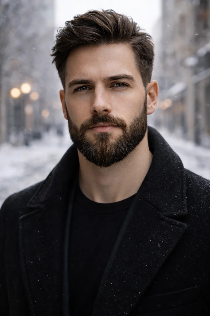 Brushed-Out Volume Beard Style