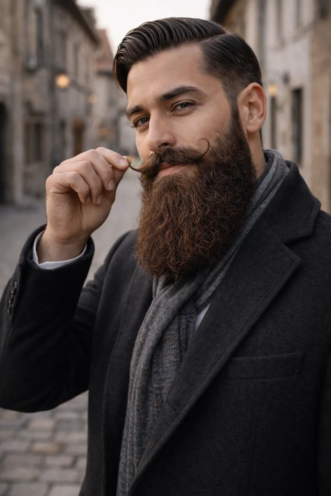 Long Beard with Mustache Twist Style