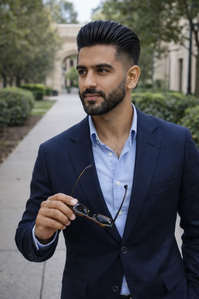 Slick Back Ivy League + Executive Beard Style